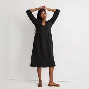Madewell Black Midi Dress with V-Neck